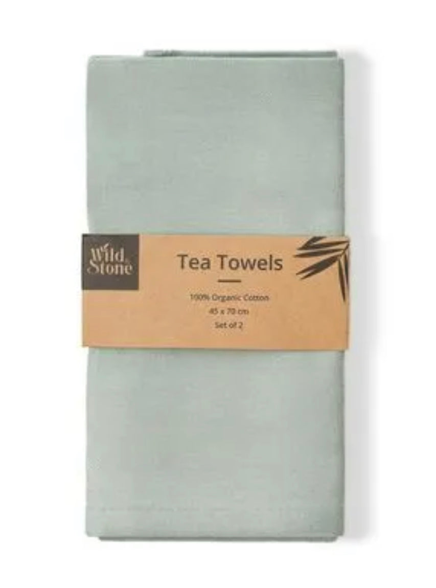 Wild And Stone Organic Cotton Tea Towels - Moss Green