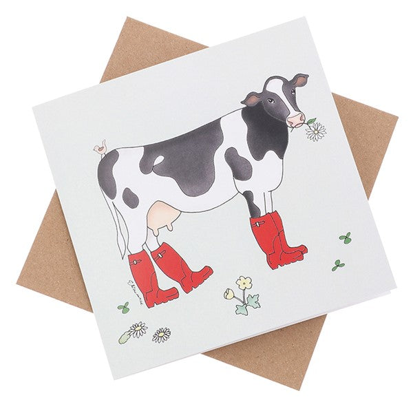 Emma Lawrence Greeting Card - Black And White Cow