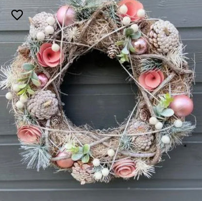Handmade Hanging Pink Bauble Wreath
