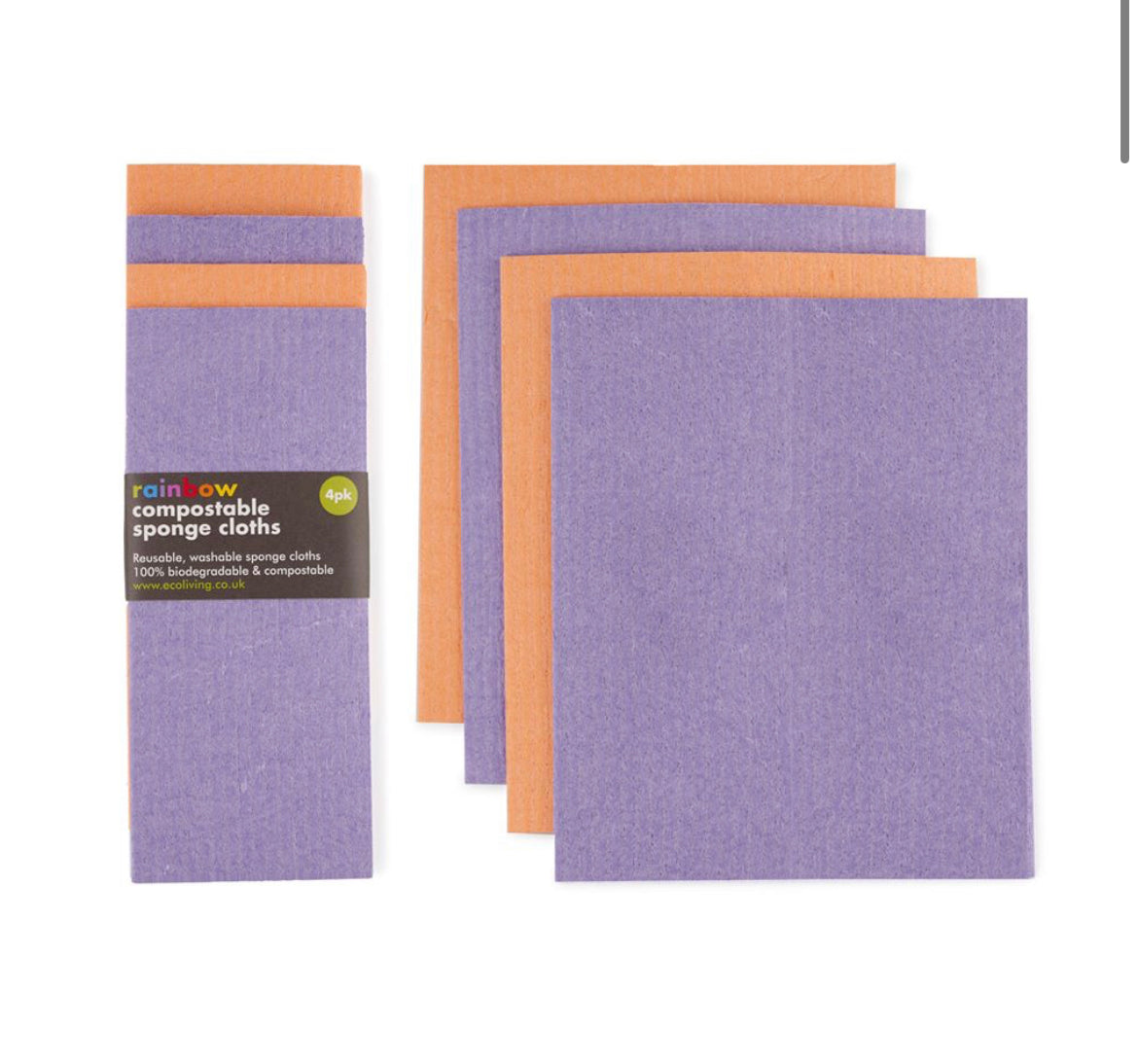 EcoLiving Compostable Sponge Cleaning Cloths - Rainbow Bright