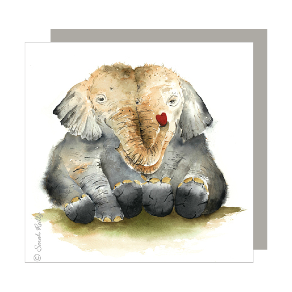 Elephant Hugs Greetings Card
