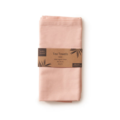 Wild And Stone Organic Cotton Tea Towels Set Of Two - Rose