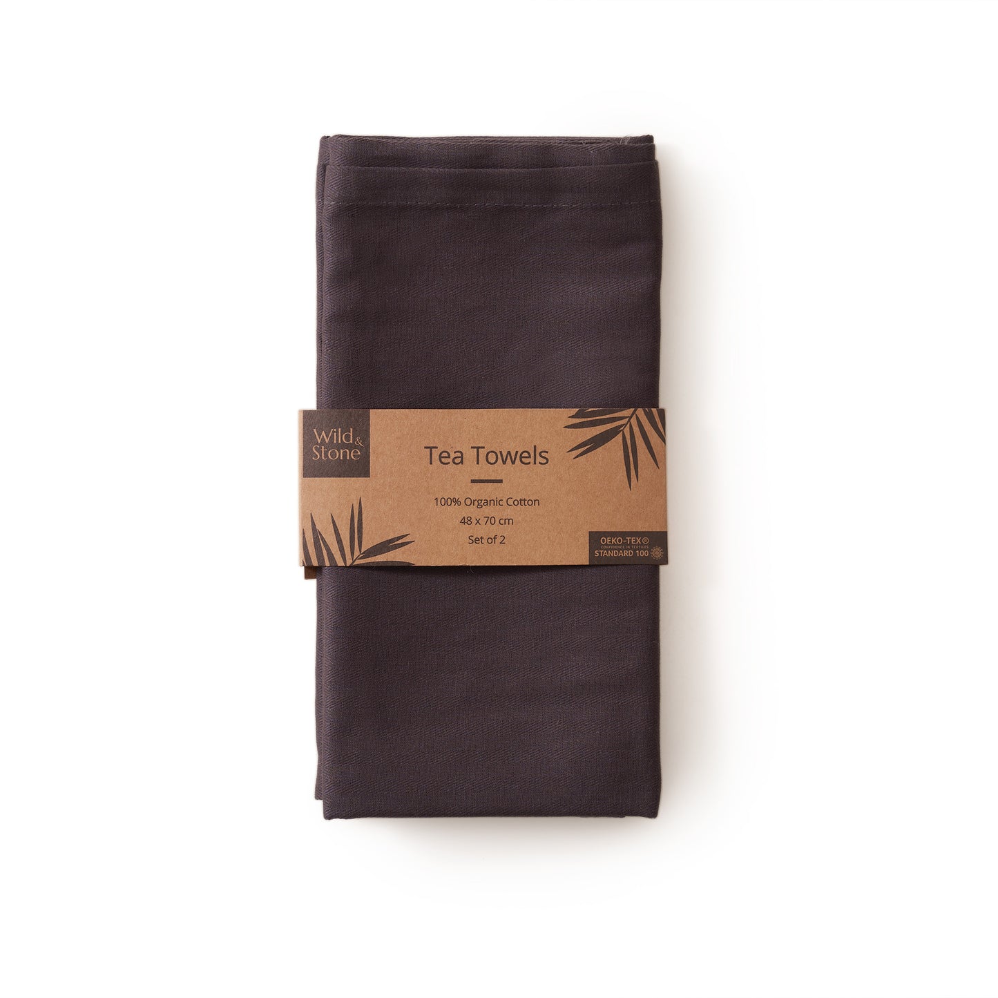 Wild And Stone Organic Cotton Tea Towels Set Of Two - Slate Grey