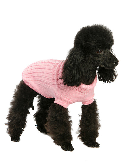 Pink Cable Knit Dog Jumper